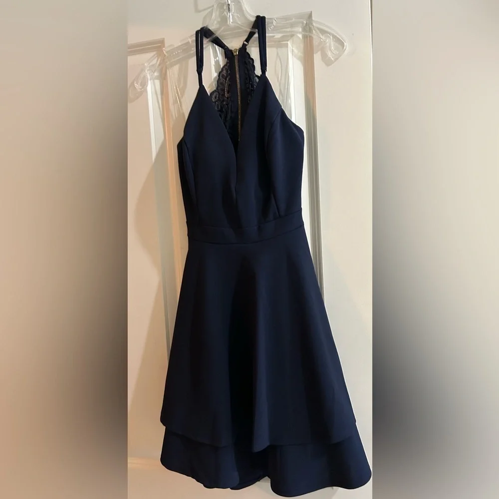Honey and Rosie navy blue illusion mesh bralette back fit dress - Picture 2 of 3